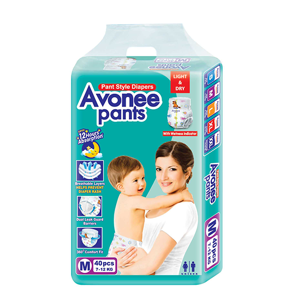 Avonee Pant Style Baby Diaper (7-12Kg) - M 40pcs